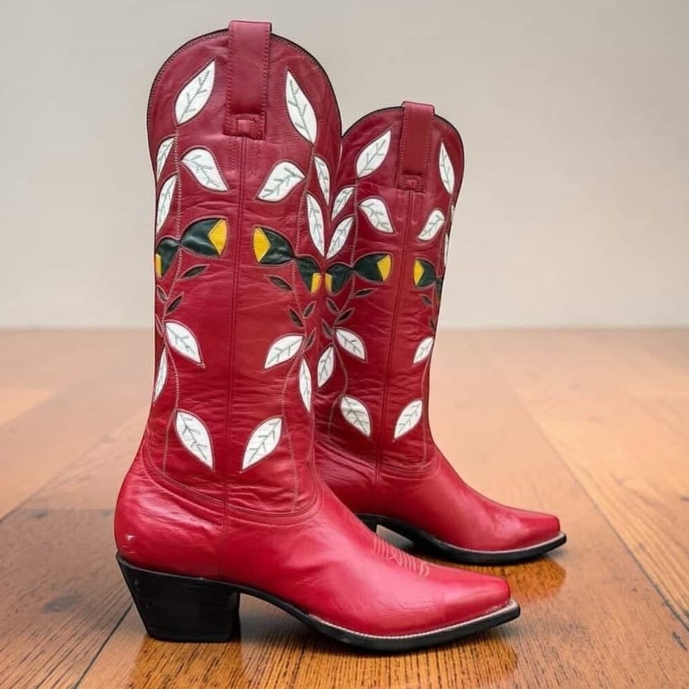 1990s Don Quijote Inlay Boots — Women’s 7.5 M Vintage Cowboy Cowgirl Boots - Picture 4 of 6